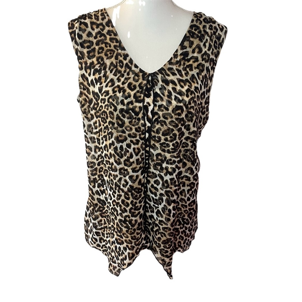 Adele & May Women’s Size Large Animal Print Layered Look Sleeveless Top